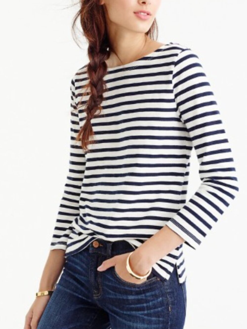 J. Crew Striped Boatneck T-shirt | Size L